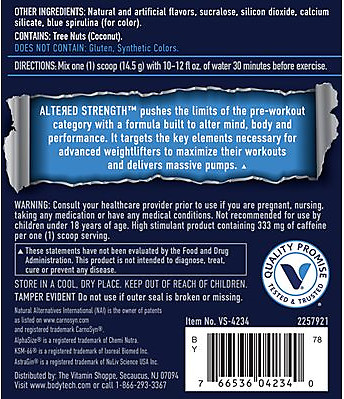 Altered Strength Pre-Workout with Nootropics – Rocket Pop (15.3 oz./30 Servings)