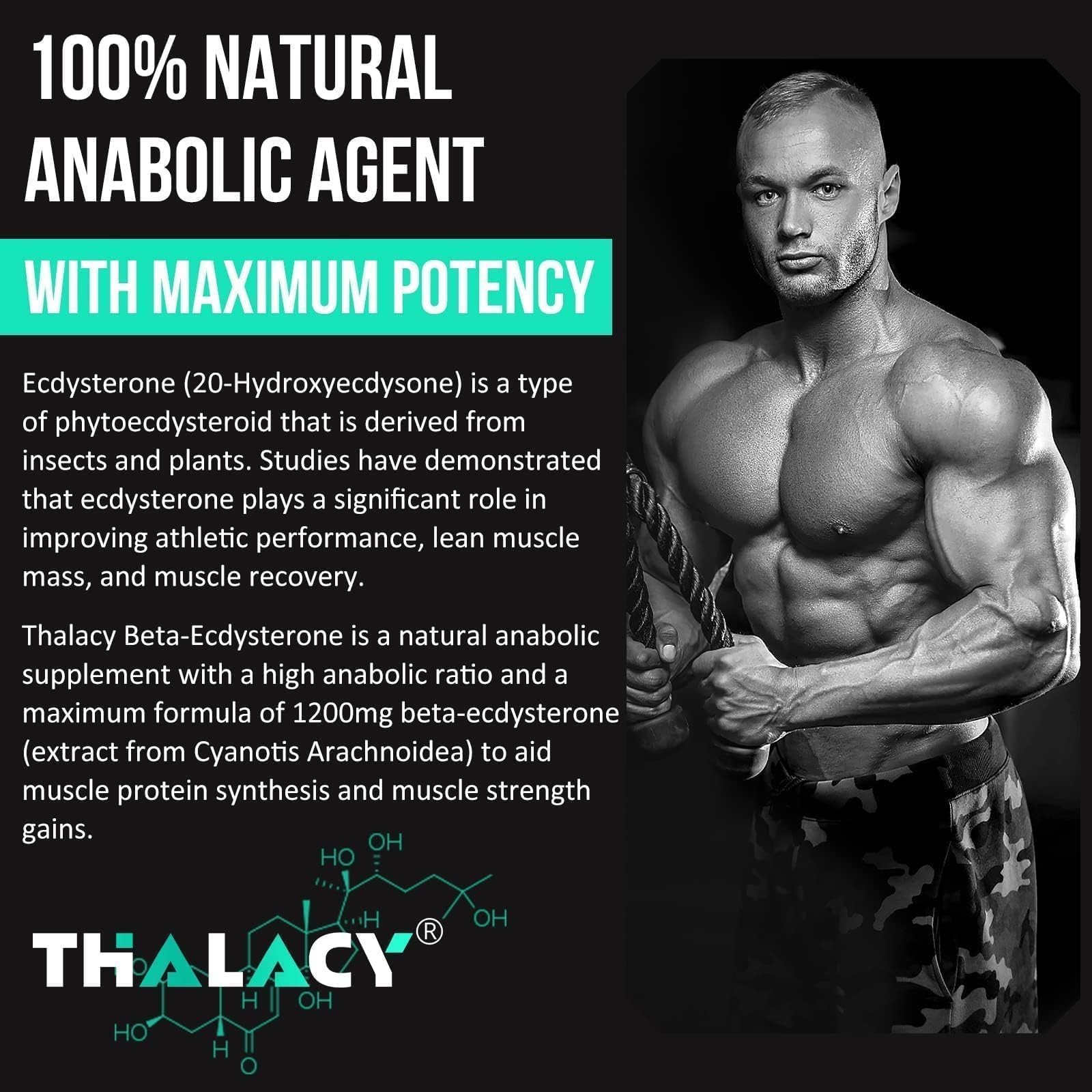 Thalacy 1200MG Beta Ecdysterone Supplement, 98% Maximum 60 Count (Pack of 2)