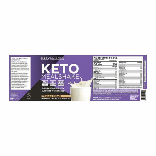 Ketogenic Meal Shake Vanilla 18.8 Oz By Keto Science