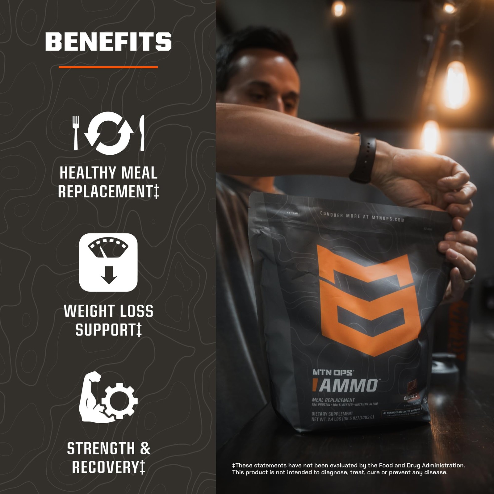 MTN OPS Ammo Meal Replacement Shake Powder – 19g Protein, 10g Flaxseed, 4.5g …