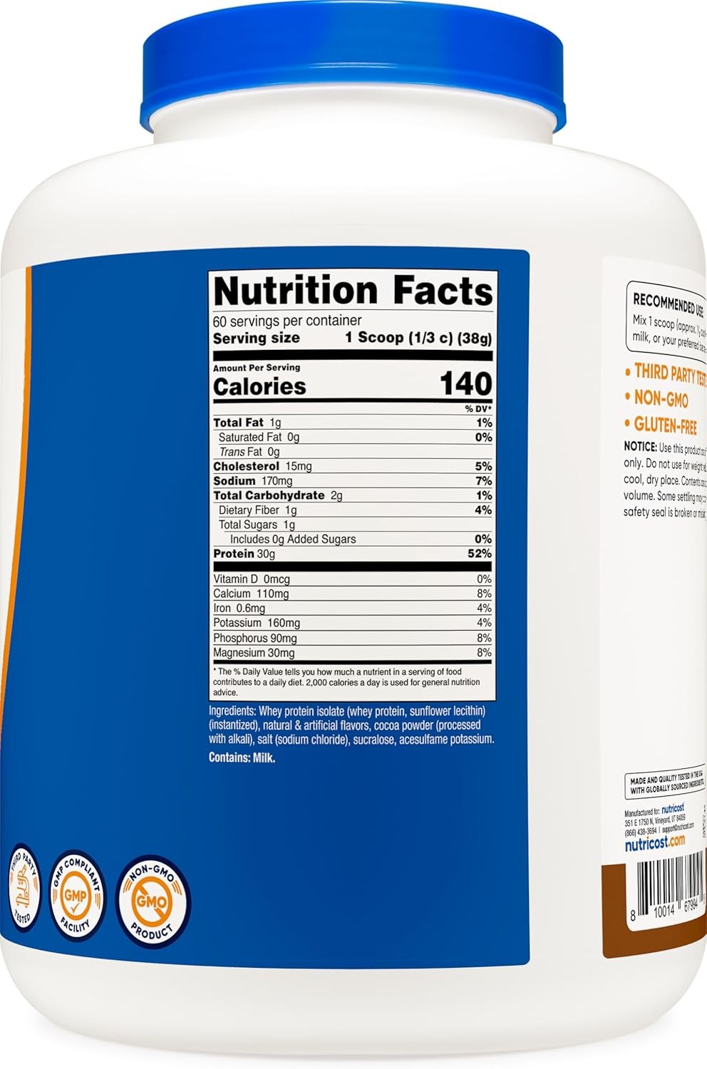 Nutricost Whey Protein Isolate (Mocha) 5LBS – Gluten Free 5 Pound (Pack of 1)