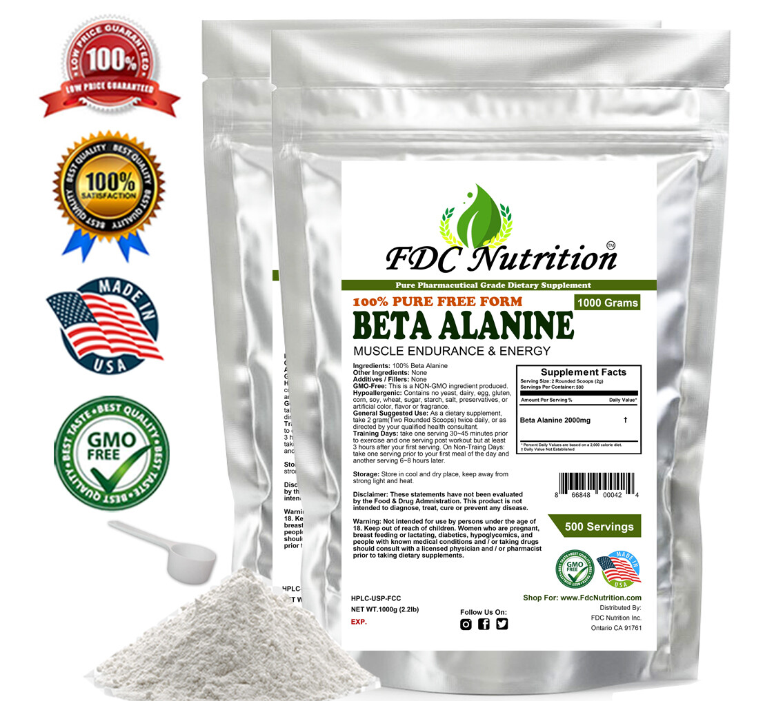 Beta Alanine Unflavored 8.8lb (4000g) 100% Pure Powder 2000 Servings KOSHER