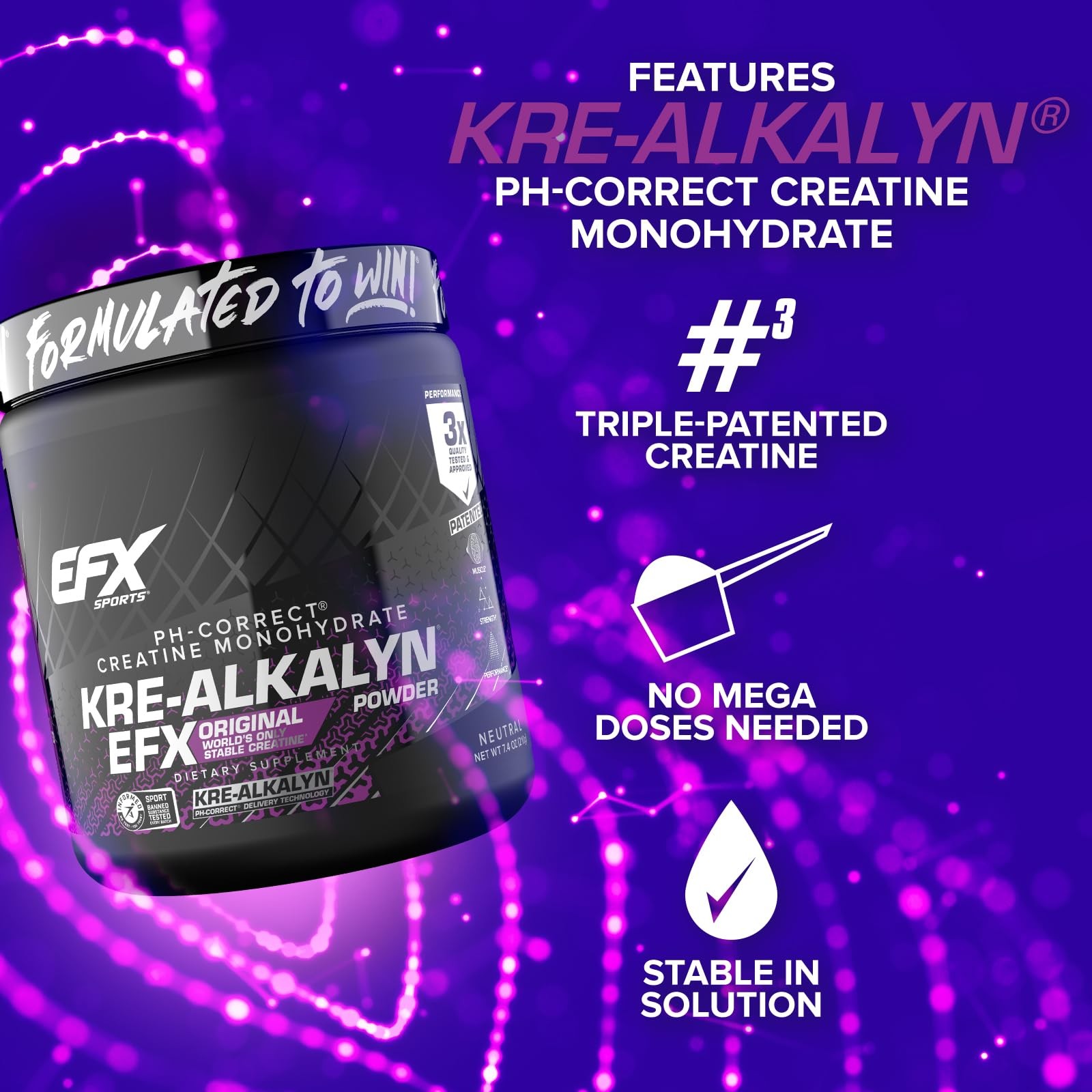 EFX Sports Kre-Alkalyn EFX Powder | pH Correct Creatine Monohydrate Powder Su…