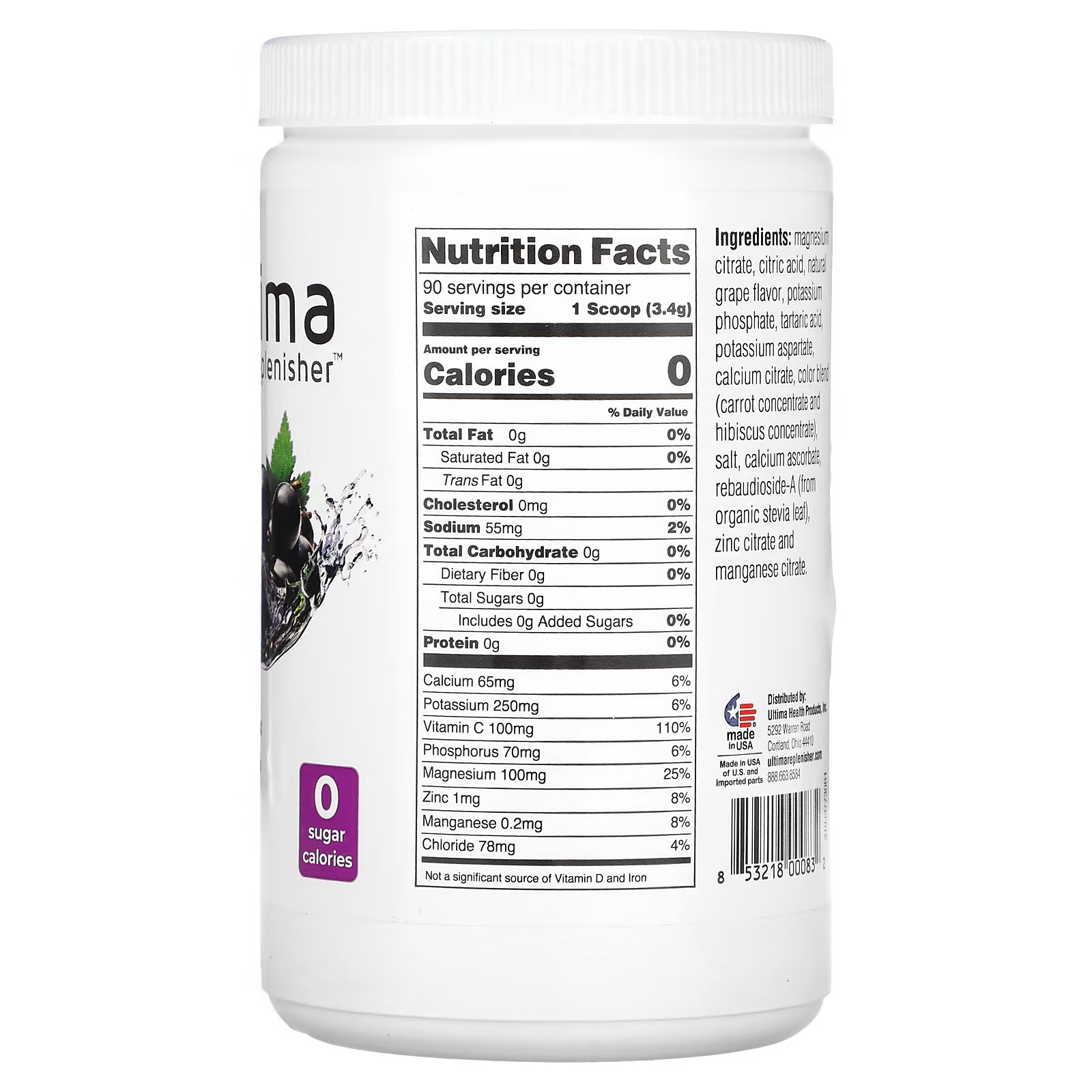 2 X Ultima Replenisher, Electrolyte Drink Mix, Grape, 10.8 oz (306 g)
