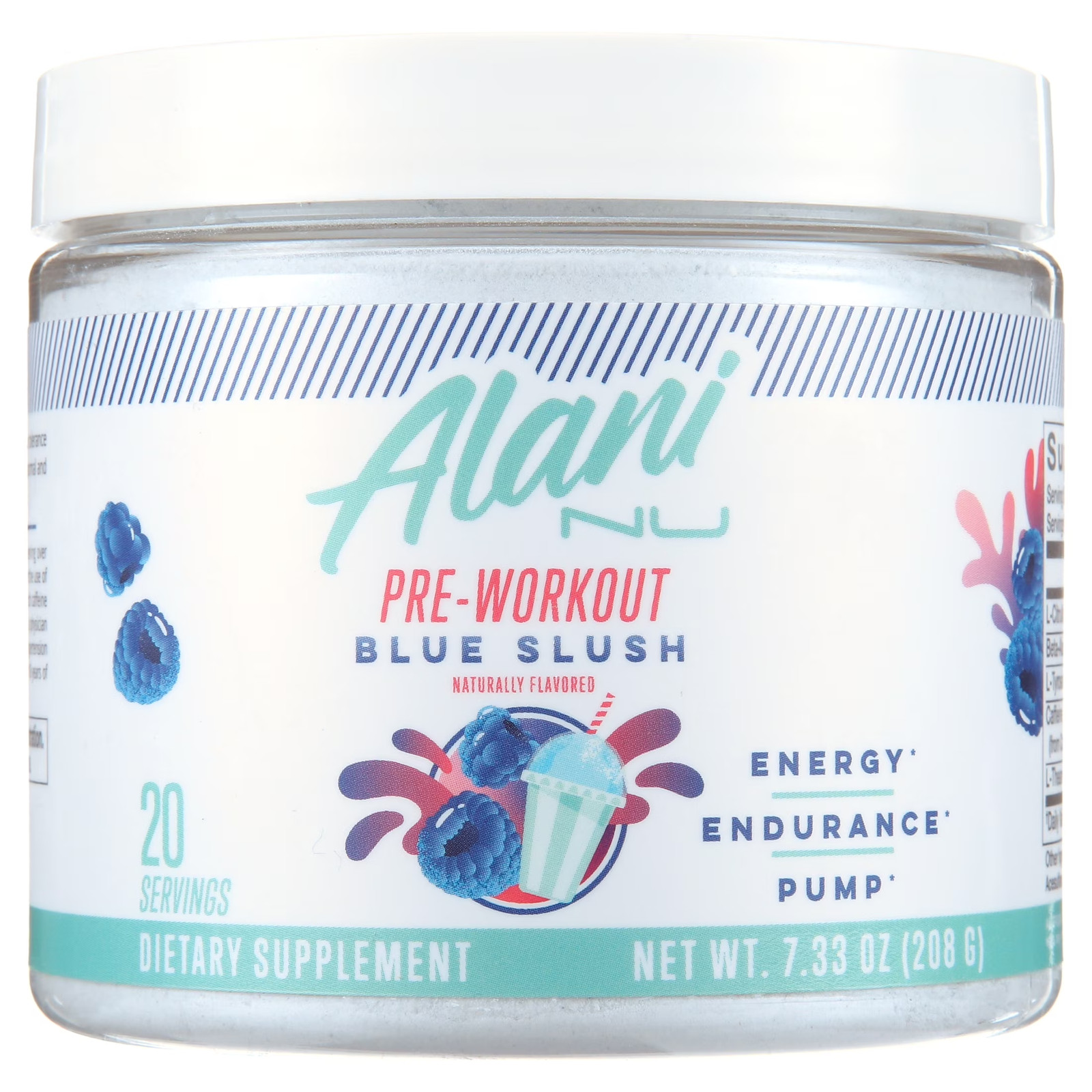 Pre-Workout Powder, Blue Slush, 20 Servings, 200Mg Caffeine