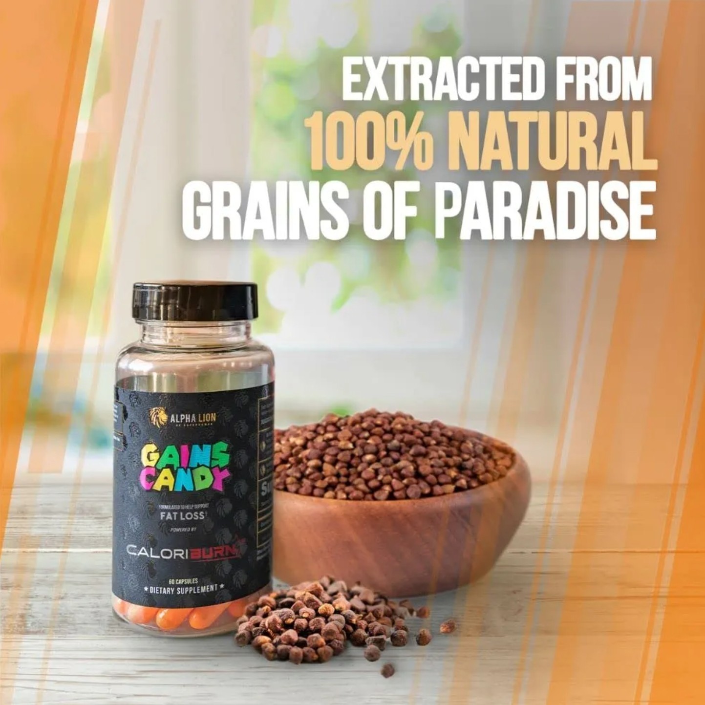 Alpha-Lion GAINS CANDY Fat loss CALORIBURN 60 Capsules ( 30 Serv ) BEST BY 11/26