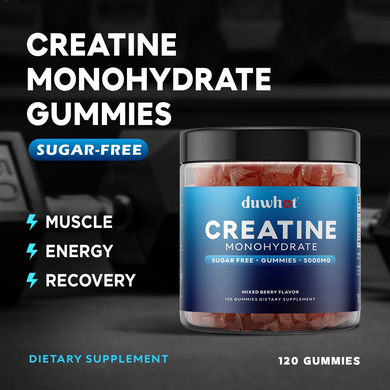 duwhot Creatine Monohydrate Gummies for Men, Creatine Monohydrate Chewables 5…