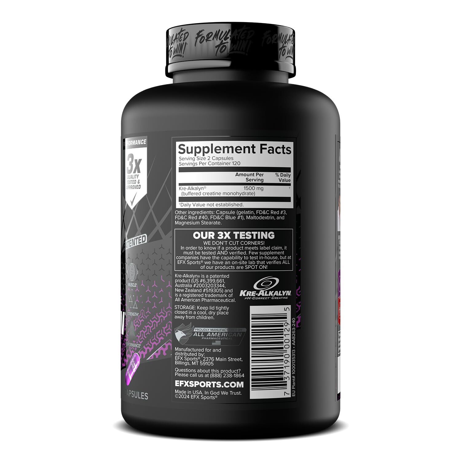 Kre Alkalyn EFX 240 Count pH Correct Creatine Monohydrate Capsules