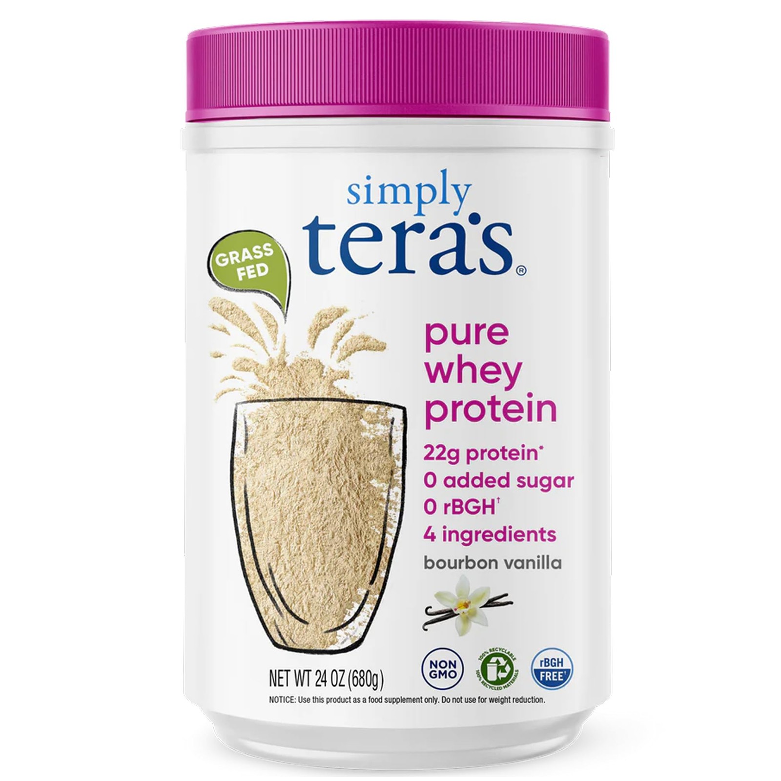 tera’s Simply Pure rBGH-Free Whey Protein Bourbon Vanilla 24oz