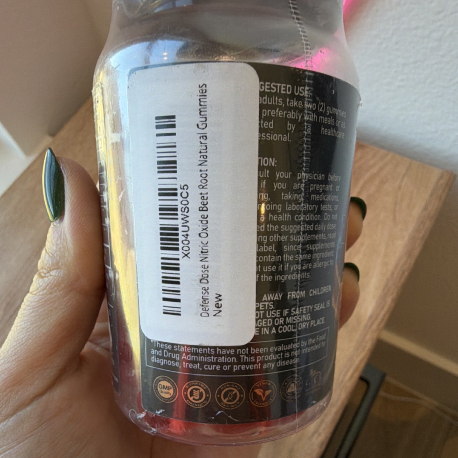 Defense Dose Nitric Oxide Beet Root Gummies 60ct Vegan Heart Health Sugar-Free