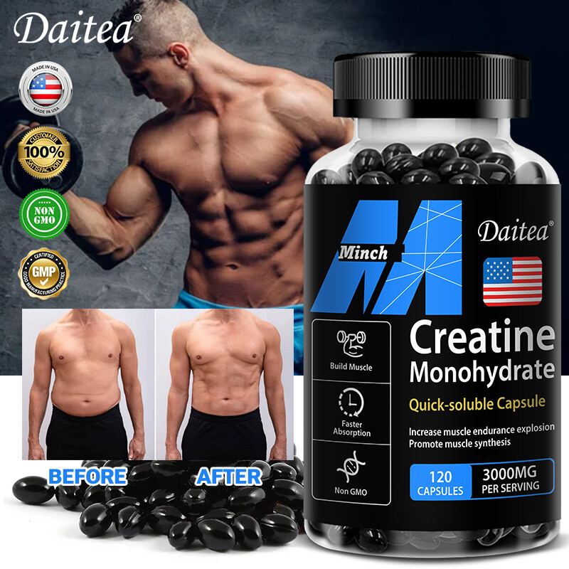Creatine Monohydrate Capsules 3000mg, 30/60/120 Capsules, Muscle Explosion