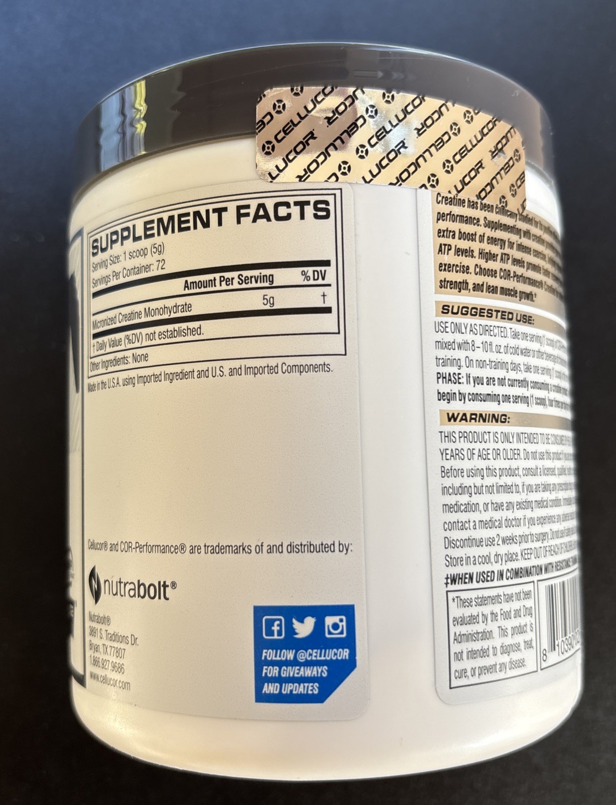 🔥Creatin, COR-Performance® Creatine, Unflavored, 12.69 oz (360 g) EXP 12/2026🔥