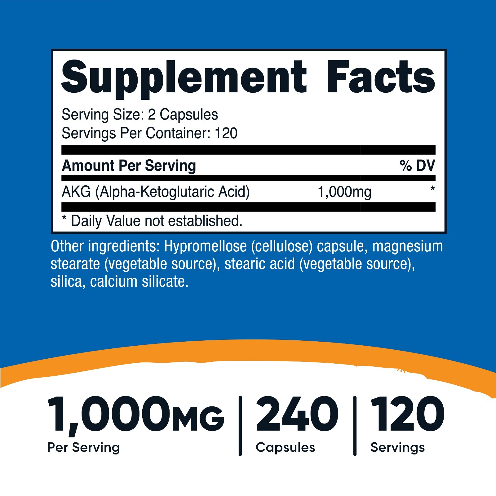 Nutricost AKG Alpha Ketoglutaric Acid Supplement 1,000 mg, 240 Capsules
