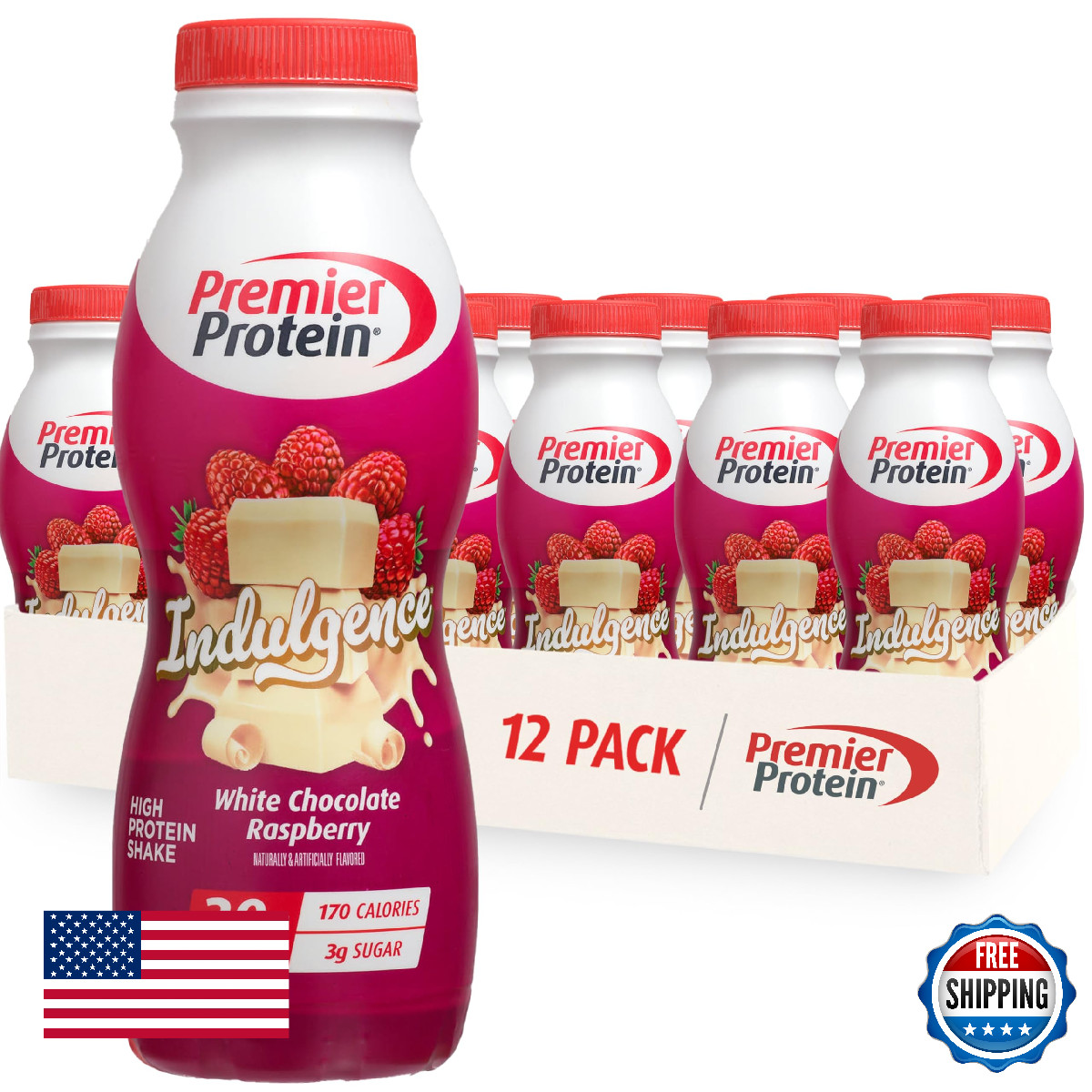 Premier Protein Shake INDULGENCE, White Chocolate Raspberry, 30g Protein, 170 Ca