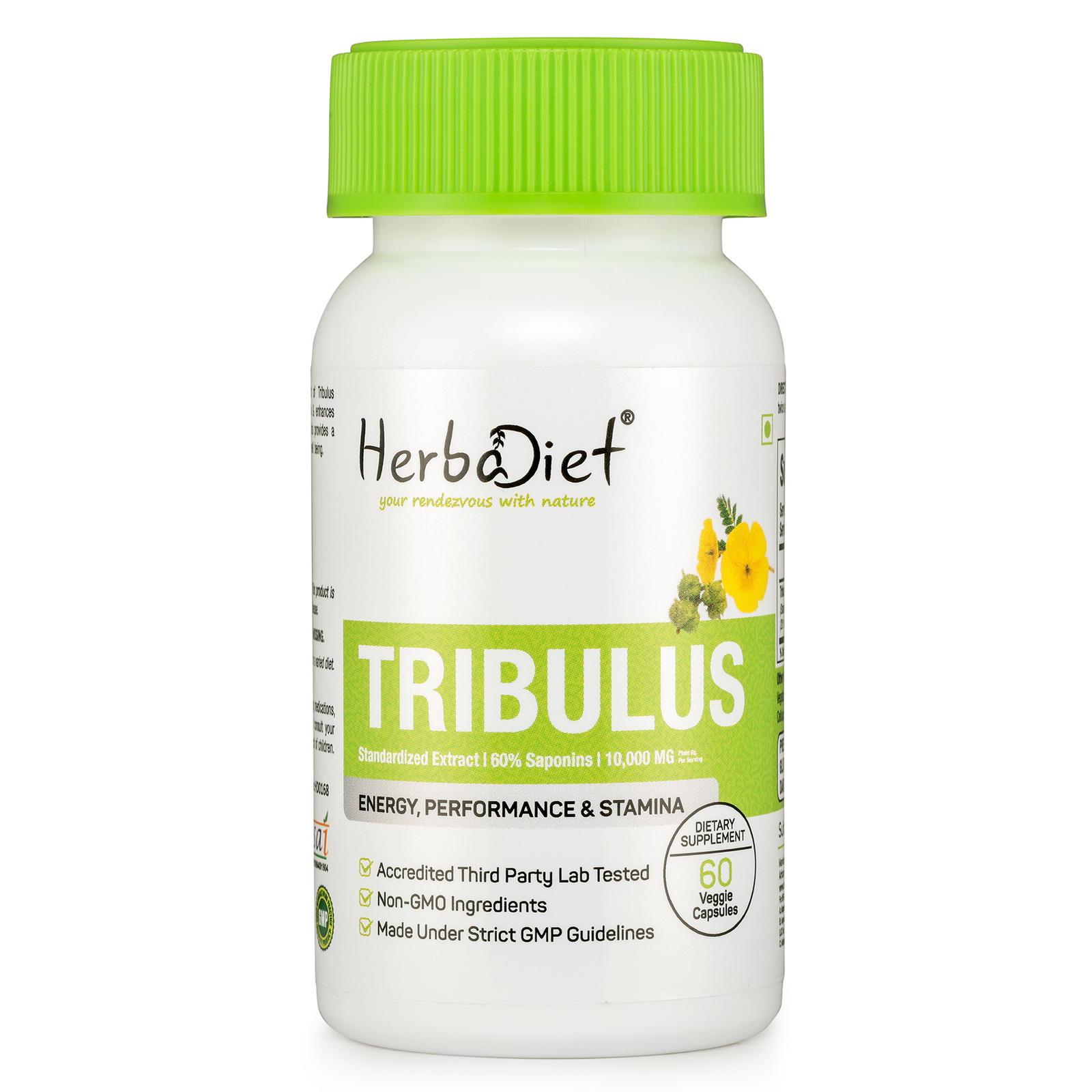 Tribulus Terrestris 60 Capsules – Saponins Testosterone Booster for Performance