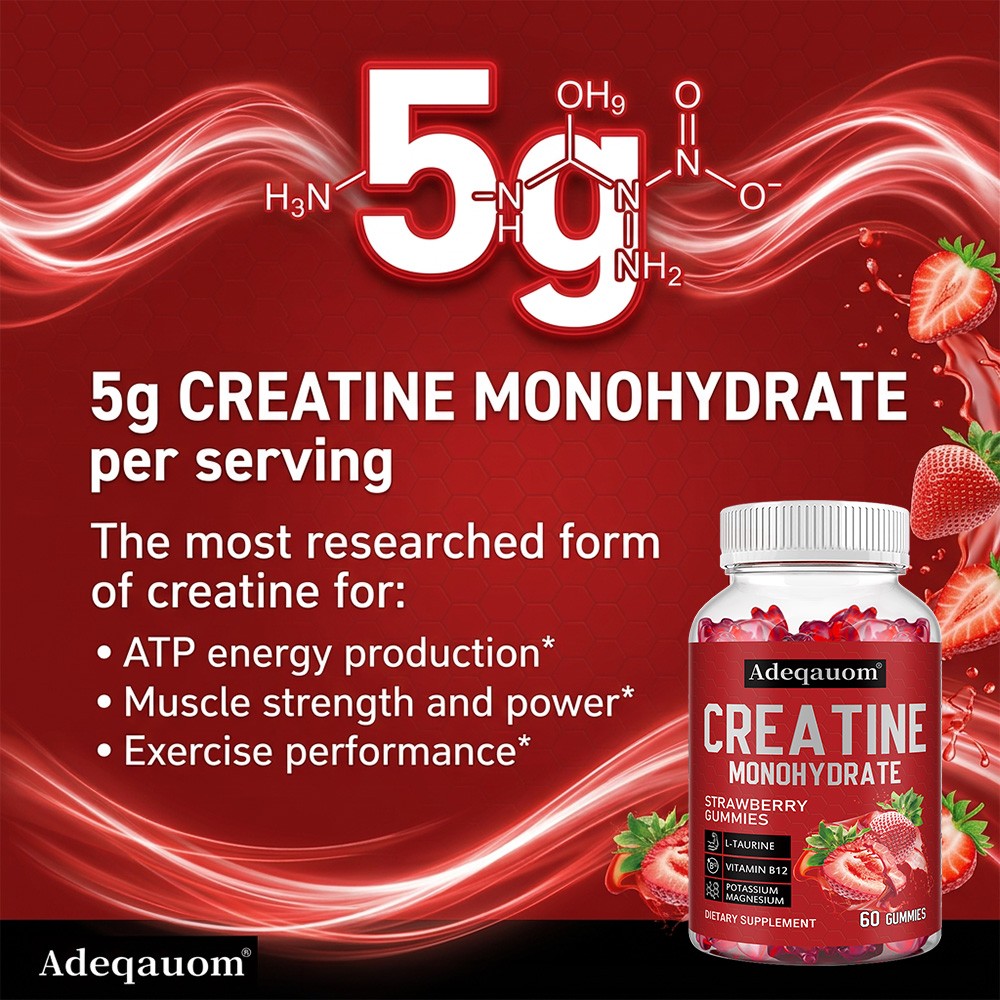Creatine Monohydrate Gummies Muscle Gain 5000 Mg Per Serving 60 Gummies