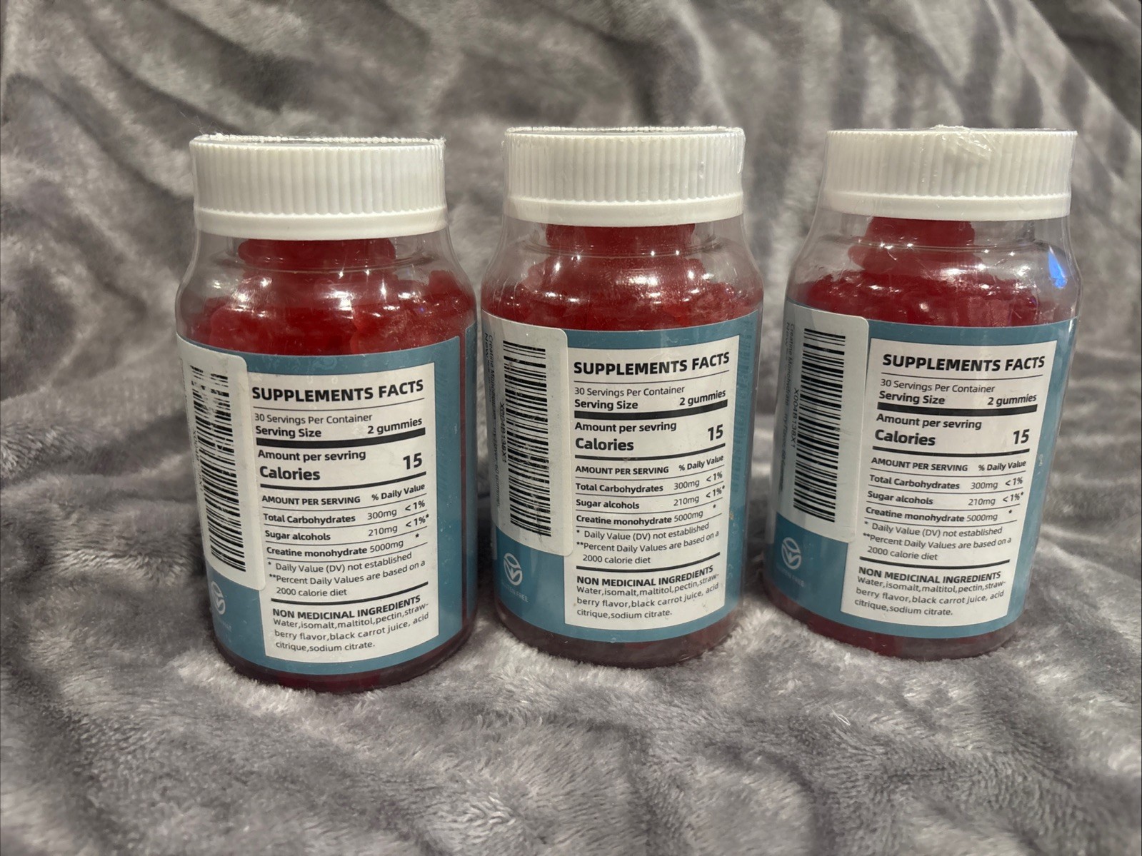 3x Bageto Creatine Monohydrate Gummies 5g Strawberry 60ct (180 Total) 11/26