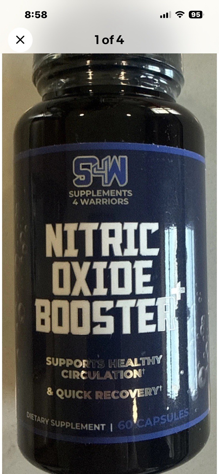 Supplements 4 Warriors Nitric Oxide Booster Supports Circulation 60 Capsules