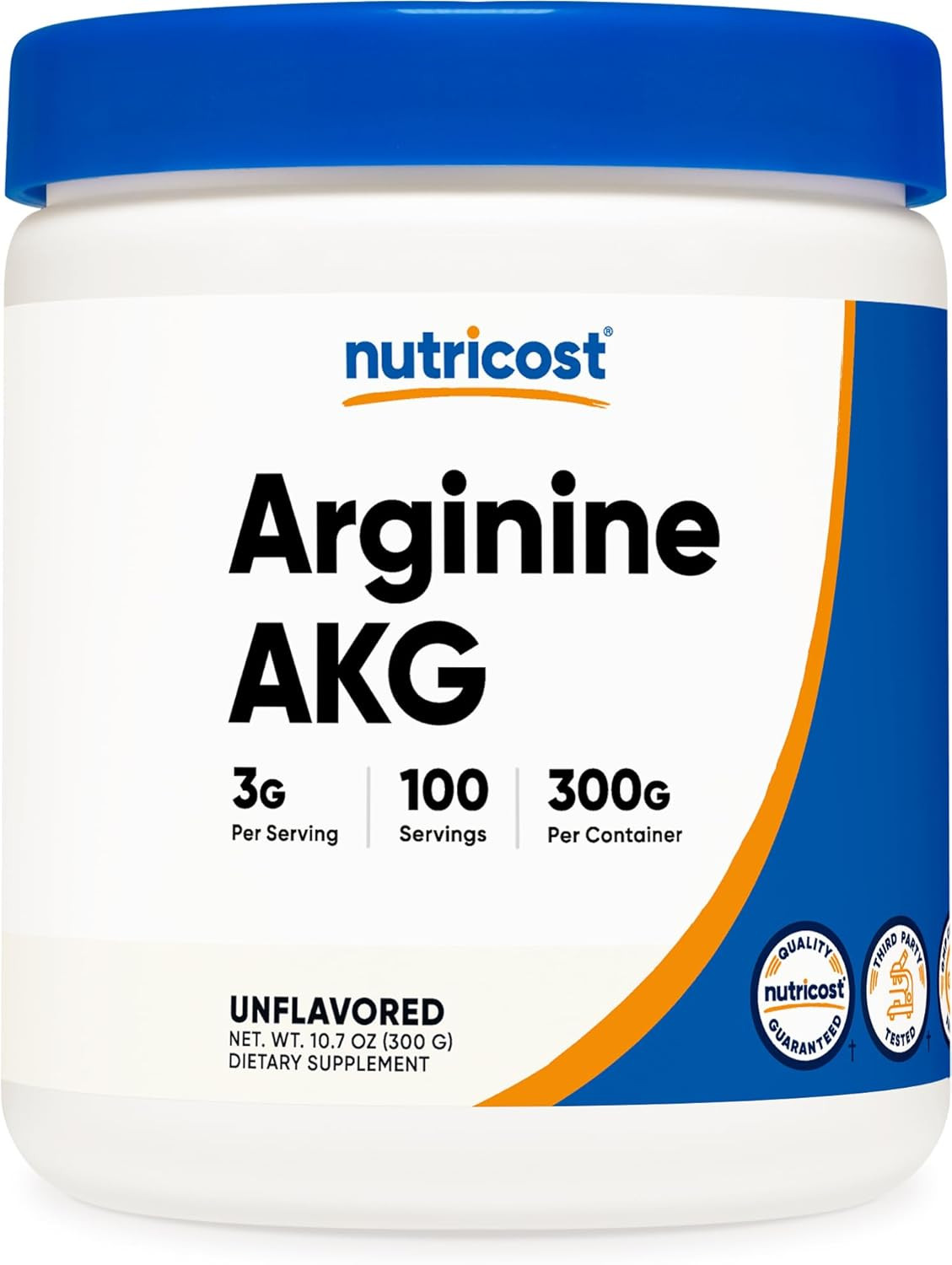 Arginine AKG Powder 300 Grams (AAKG) – 3G per Serving & 100 Servings – Pure Argi