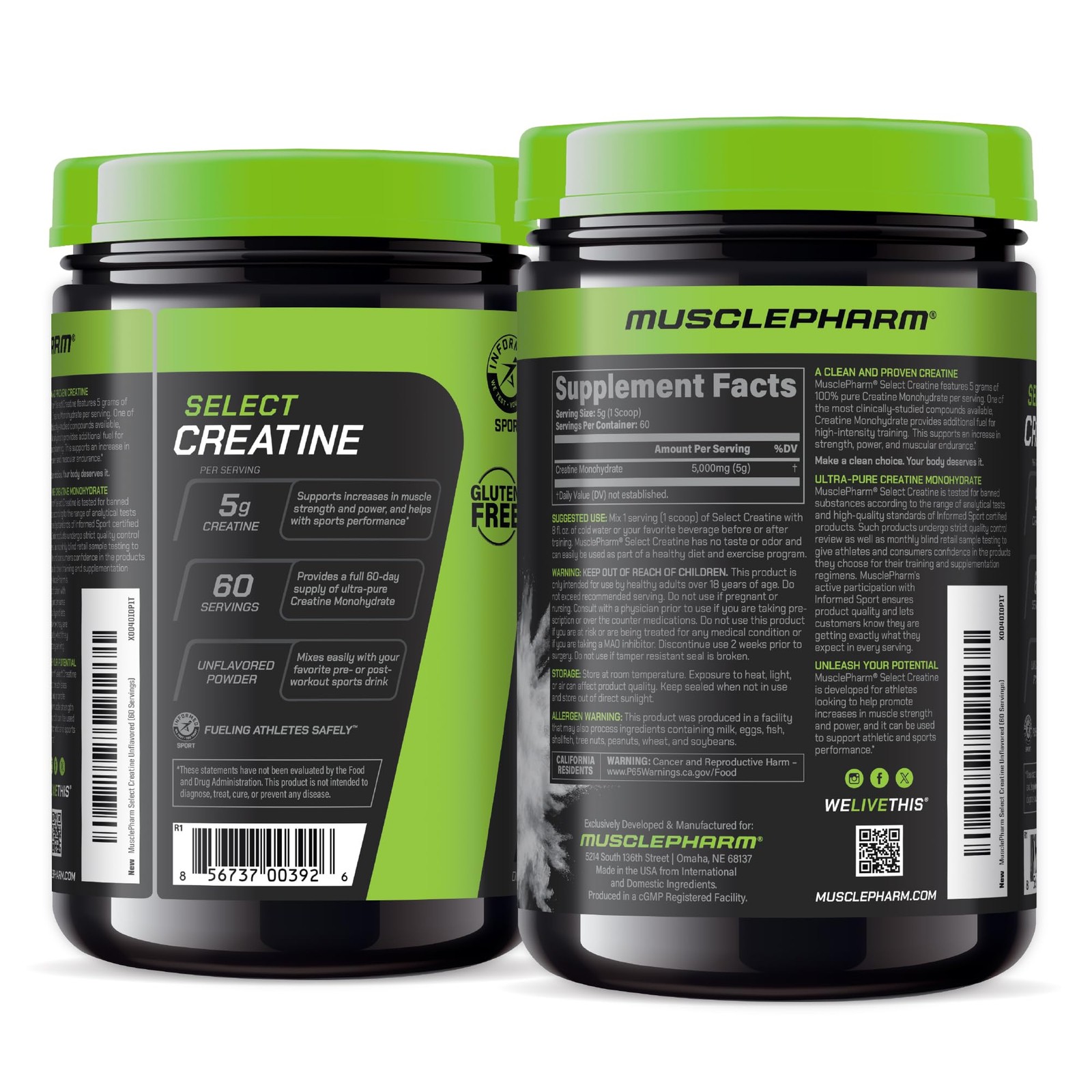 MusclePharm Essentials Micronized Creatine, Ultra-Pure 100% Creatine Monohydrate
