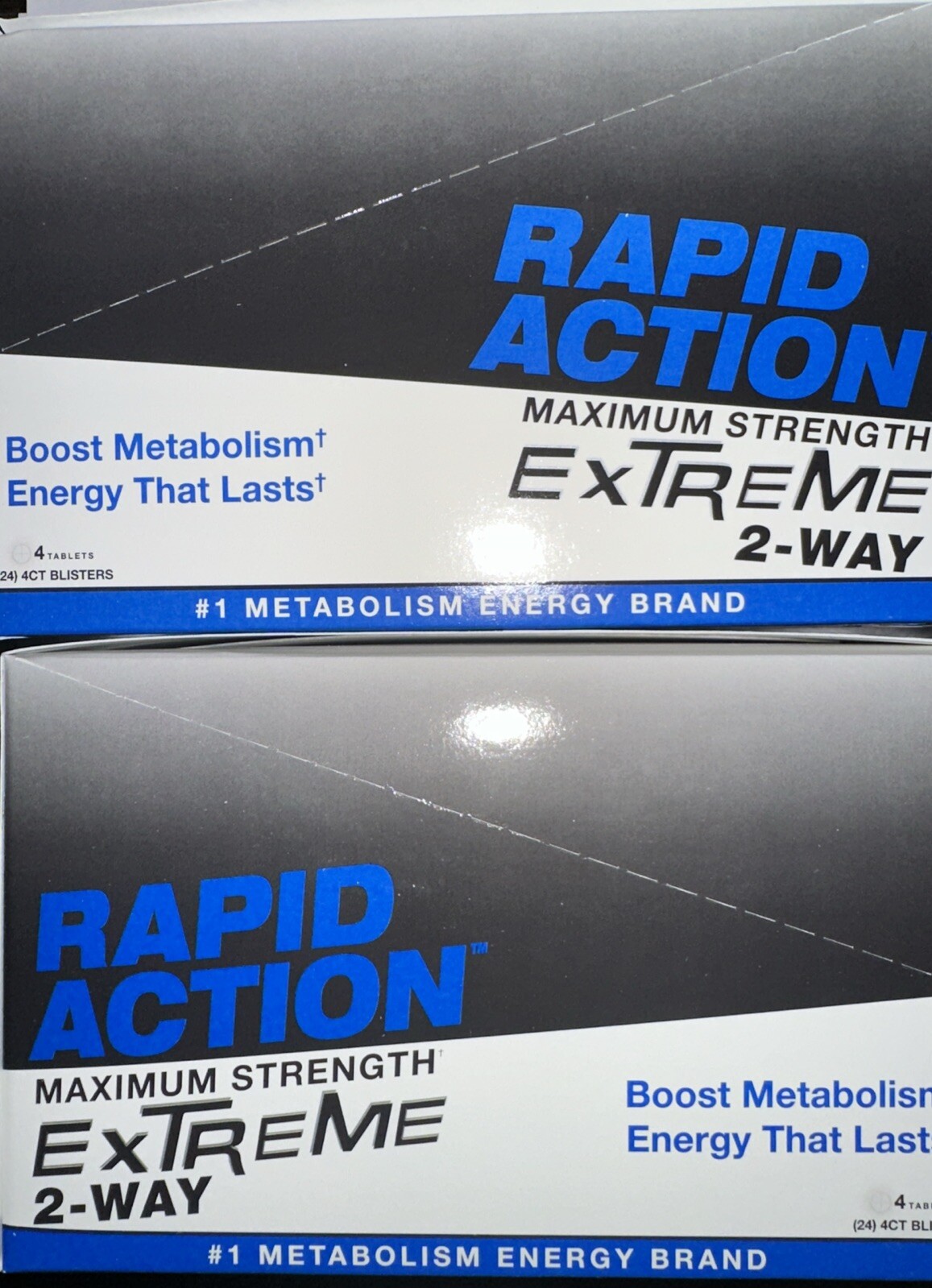 2 Boxes Rapid Action Extreme 2-Way Energy Pills 48 packs of 4 = 192 pills