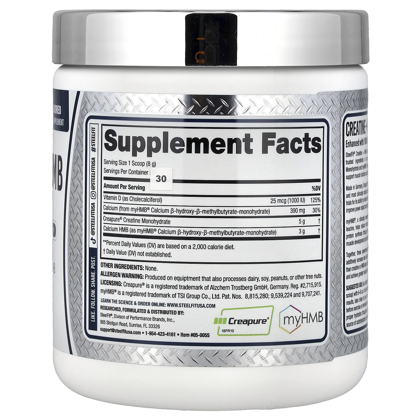 Creatine + HMB, Unflavored, 8.5 oz (240 g)