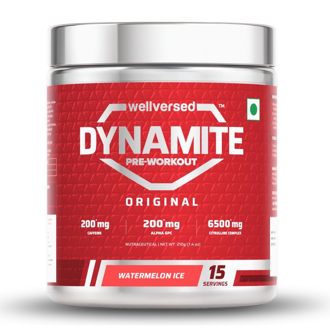Wellversed Dynamite Pre Workout For Men, For Focus & Energy Boost With 6500mg