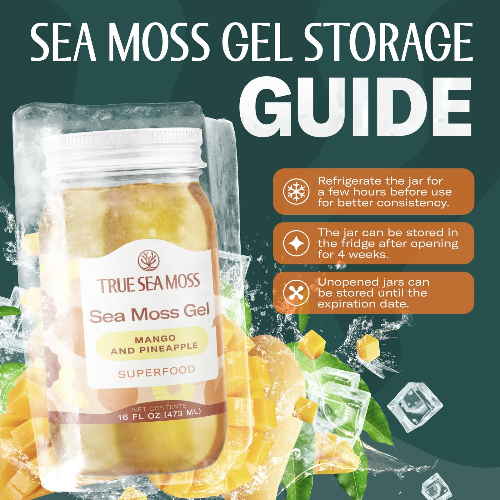 Sea Moss Gel – USA Made Wildcrafted Seamoss, Mango/Pineapple, Fruits & Veggie…
