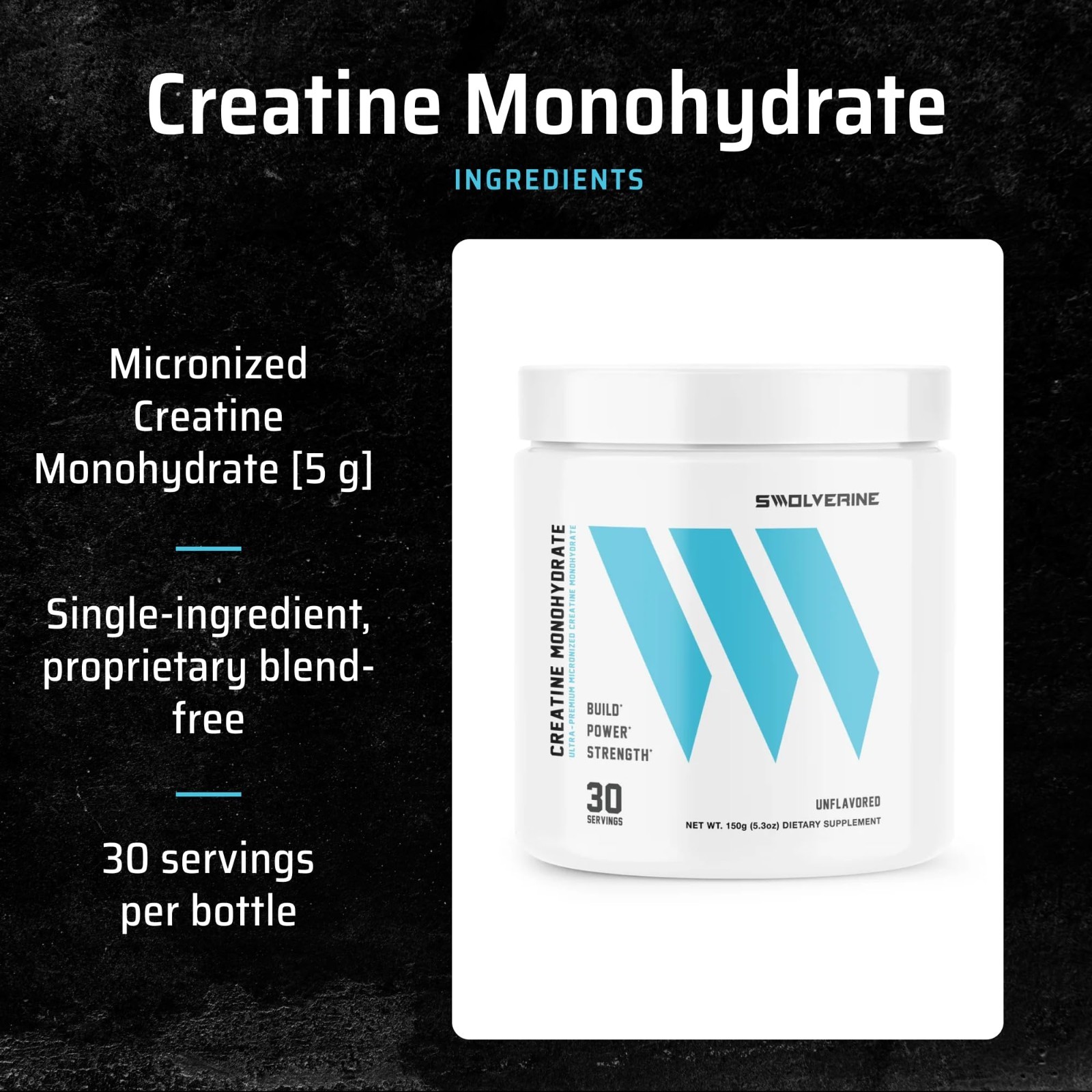 Micronized Creatine Monohydrate Powder – 5g, Pure & Third-Party Tested, 30 Servi