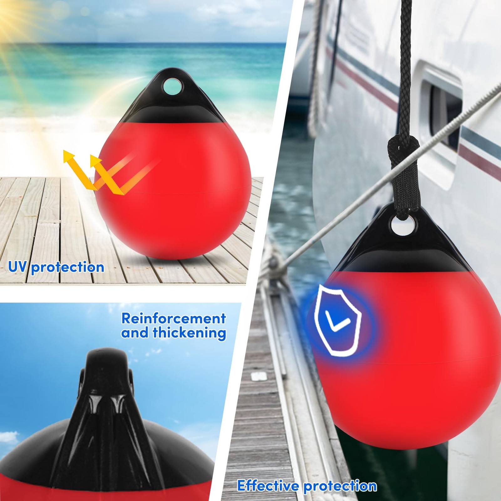 VEITHI 2-Pack 11.4x14in Boat Buoy Balls Anchor Buoy Float Round Fenders
