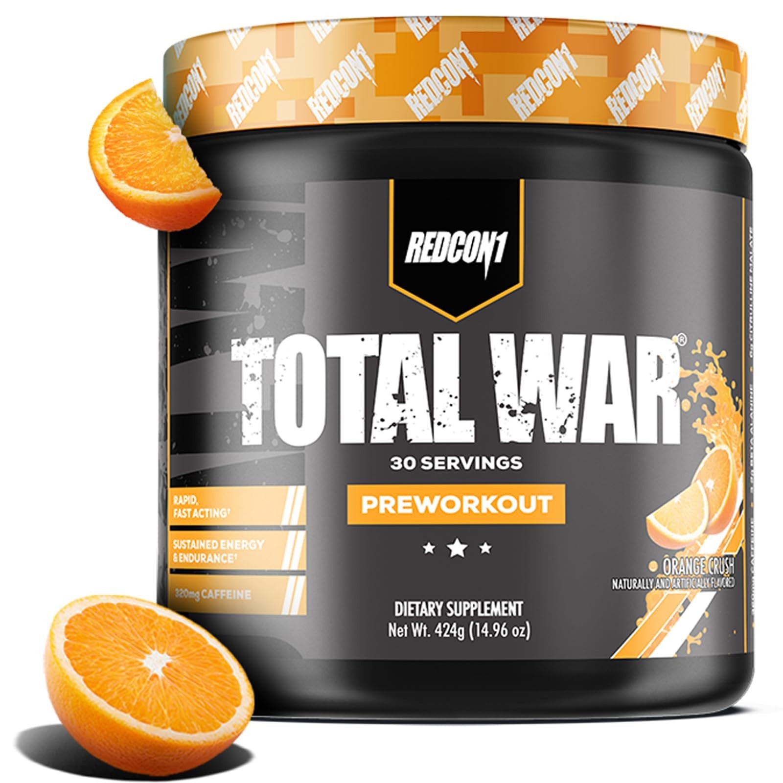 Total War Pre Workout Powder – Orange Crush Flavor, 320mg Caffeine, Citrulline,