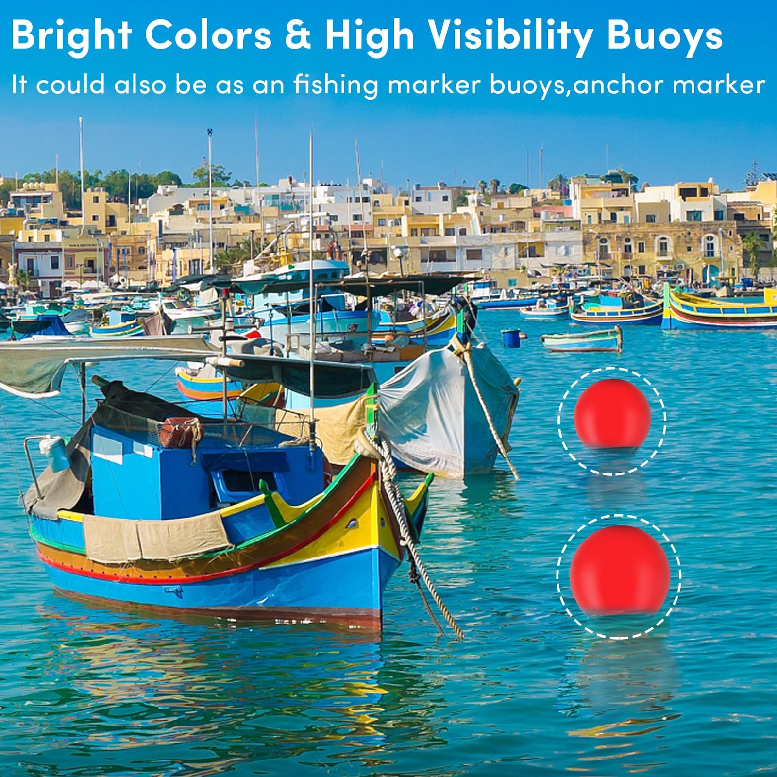VEITHI 2-Pack 11.4x14in Boat Buoy Balls Anchor Buoy Float Round Fenders