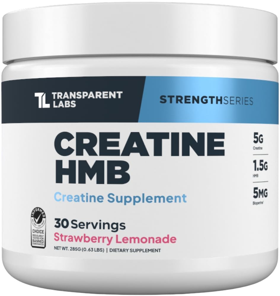 Transparent Labs Creatine HMB Powder, Strawberry Lemonade, 30 Servings