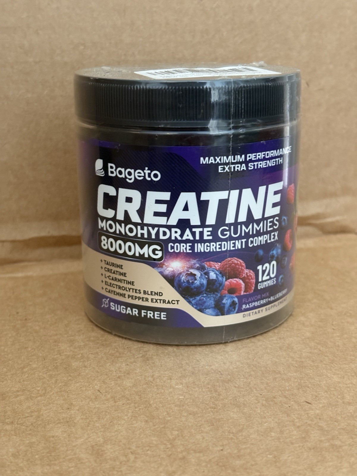 Bageto Creatine Monohydrate Gummies 8000mg 120ct Complex Raspberry Blueberry