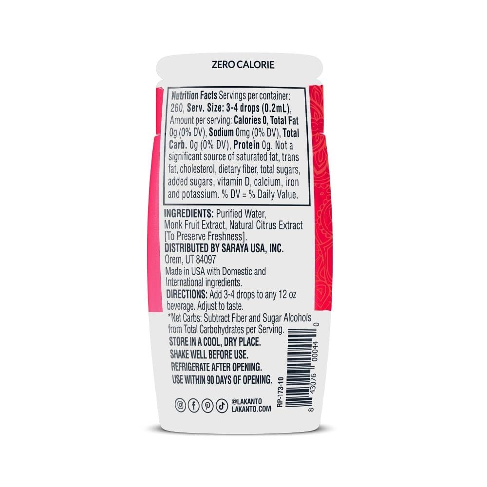 Lakanto Liquid Monk Fruit Extract Drops – Zero 1.76 Fl Oz (Pack of 6)
