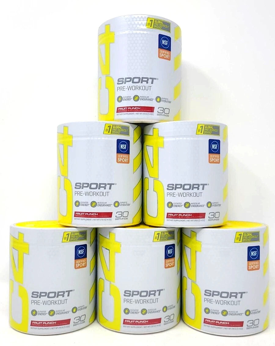 (6) Cellucor C4 Sport PRE-WORKOUT “FRUIT PUNCH” Powder 30 Servings Exp 04/2026