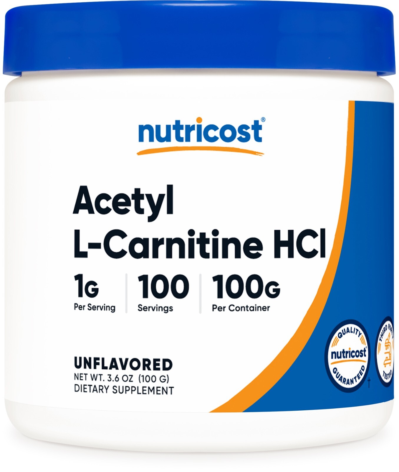 Nutricost Pure Acetyl L-Carnitine 100g, 1000mg Per Serving, 100 Servings