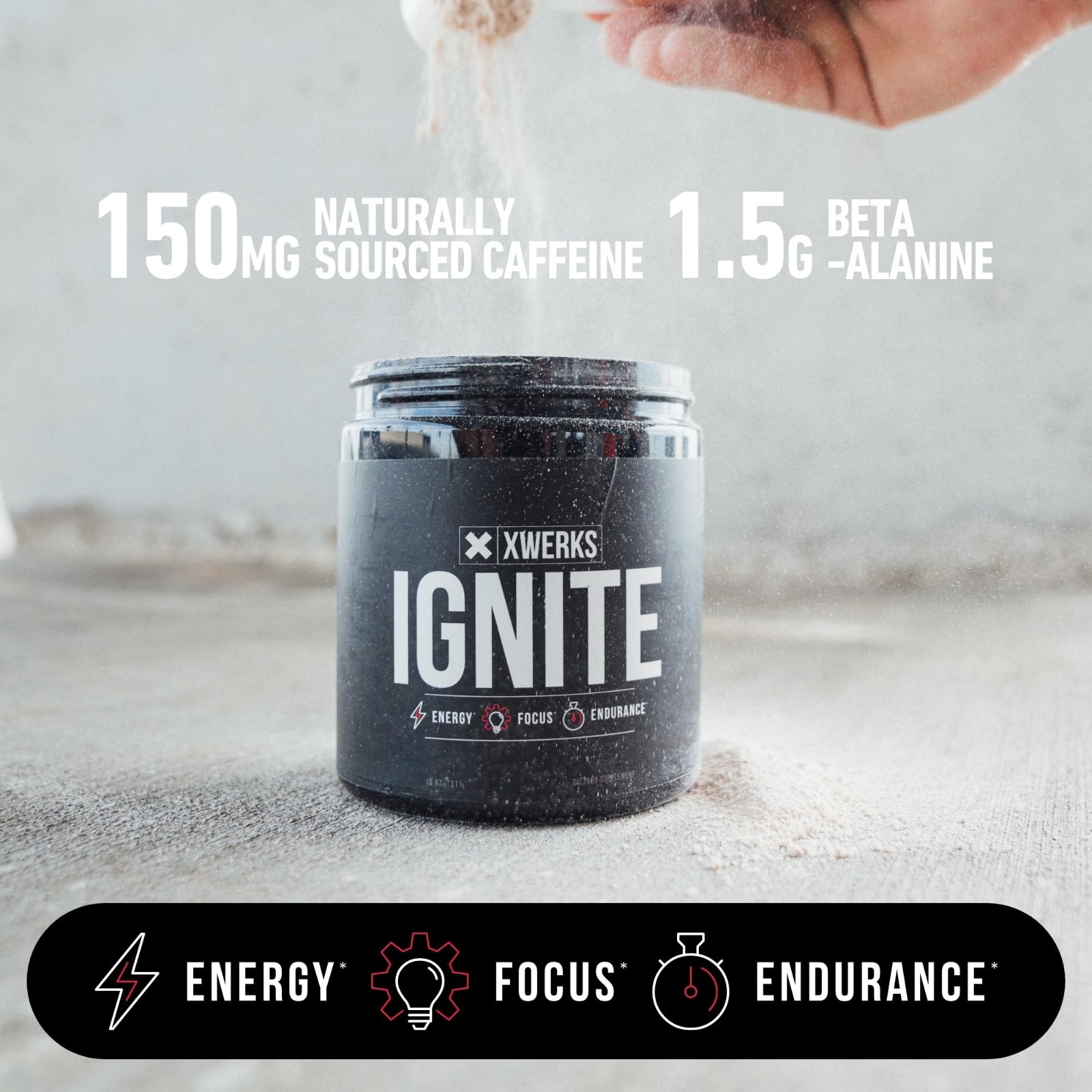 Pre Workout Powder – 150mg Caffeine, Blue Razz Flavor, 30 Servings – Energy & Fo