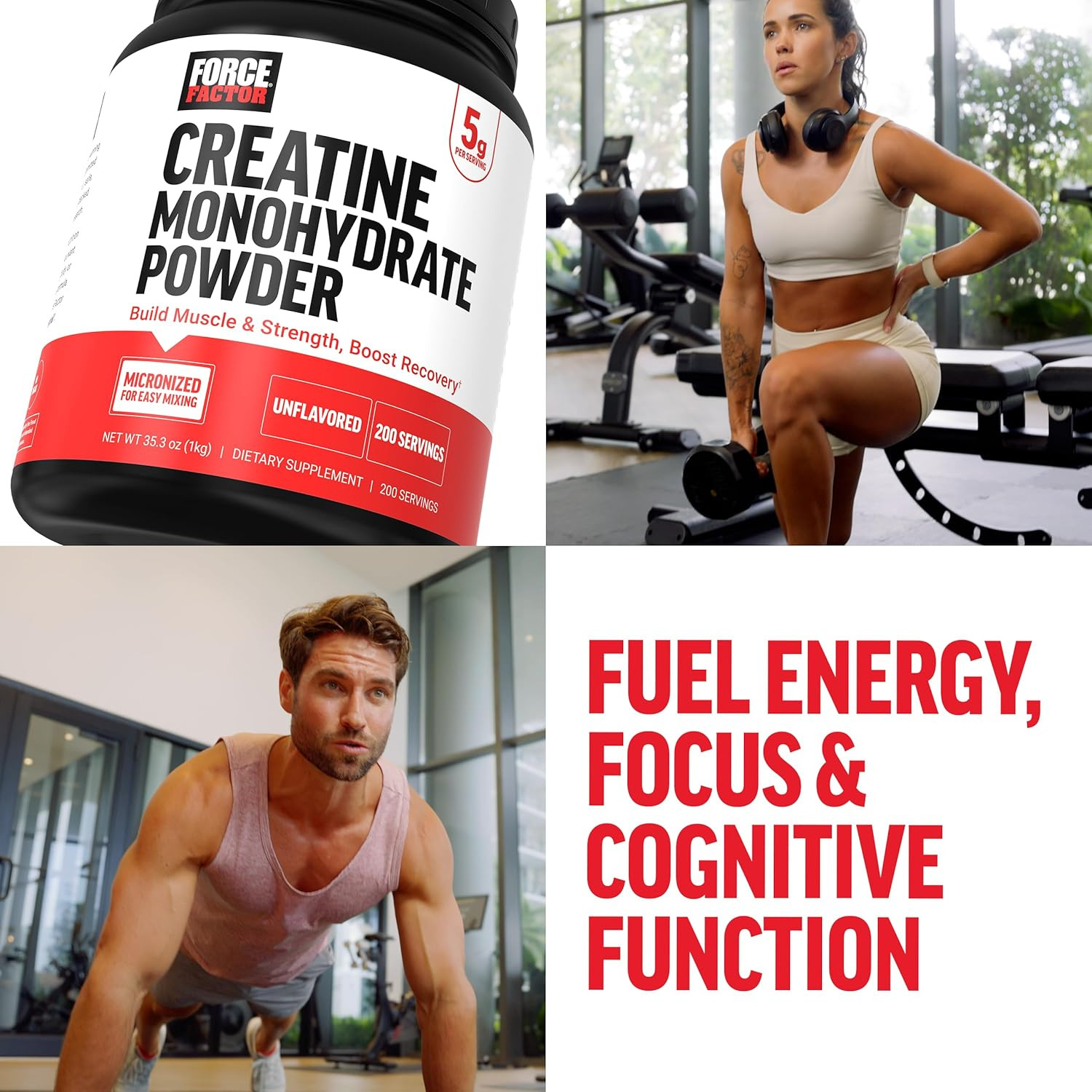 Creatine Monohydrate Powder, 5G Micronized Dose Muscle Unflavored, 200 Servings