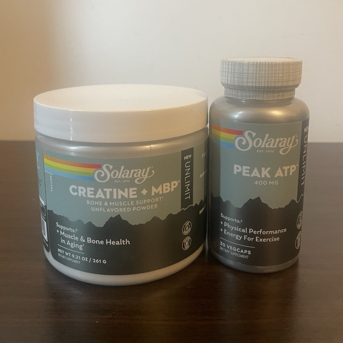 Solaray Creatine + MBP Unflavored Powder 9.21 oz & Peak ATP 400mg 30 Caps