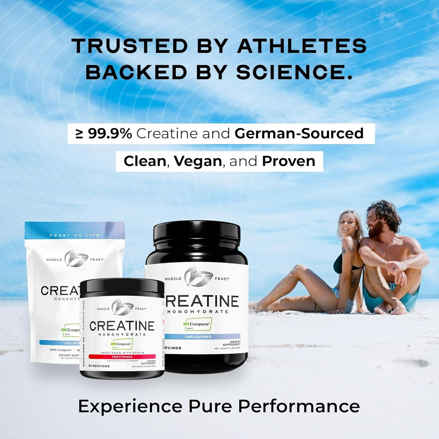 Muscle Feast Creapure Creatine Monohydrate Powder, Unflavored – 10.58 oz