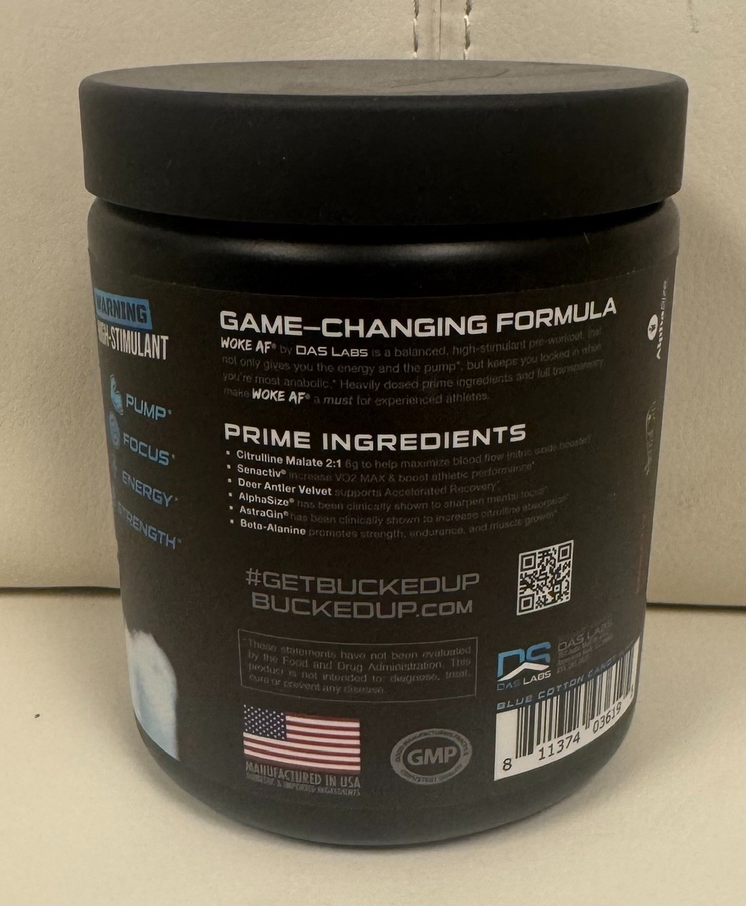 Bucked Up WOKE AF Blue Cotton Candy flavor 12.4oz High Stimulant BN Pre-workout