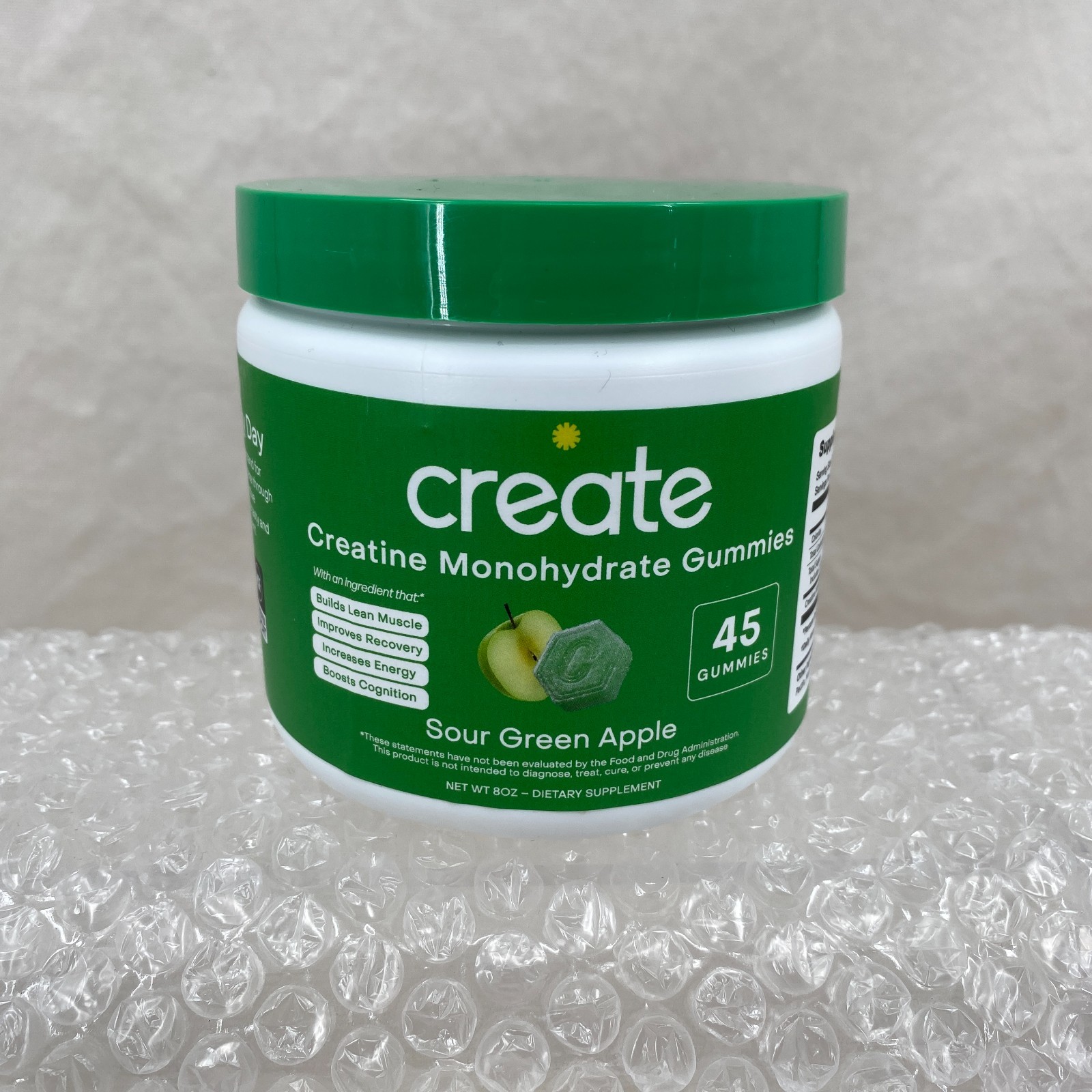 Create Creatine Monohydrate Gummies Sour Green Apple 45 Count NEW