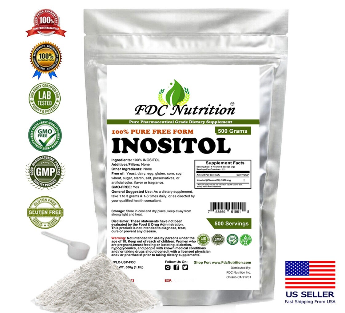 1.1lb (500g) PURE INOSITOL POWDER PHARMACEUTICAL GRADE By FDC Nutrition