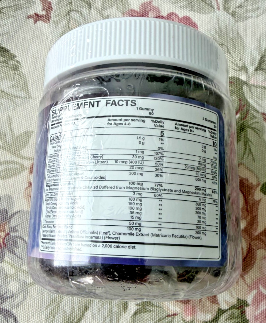 Kids Glycinate Magnesium Gummies + Calcium + Omega 3 – Melatonin Free Kids Sleep