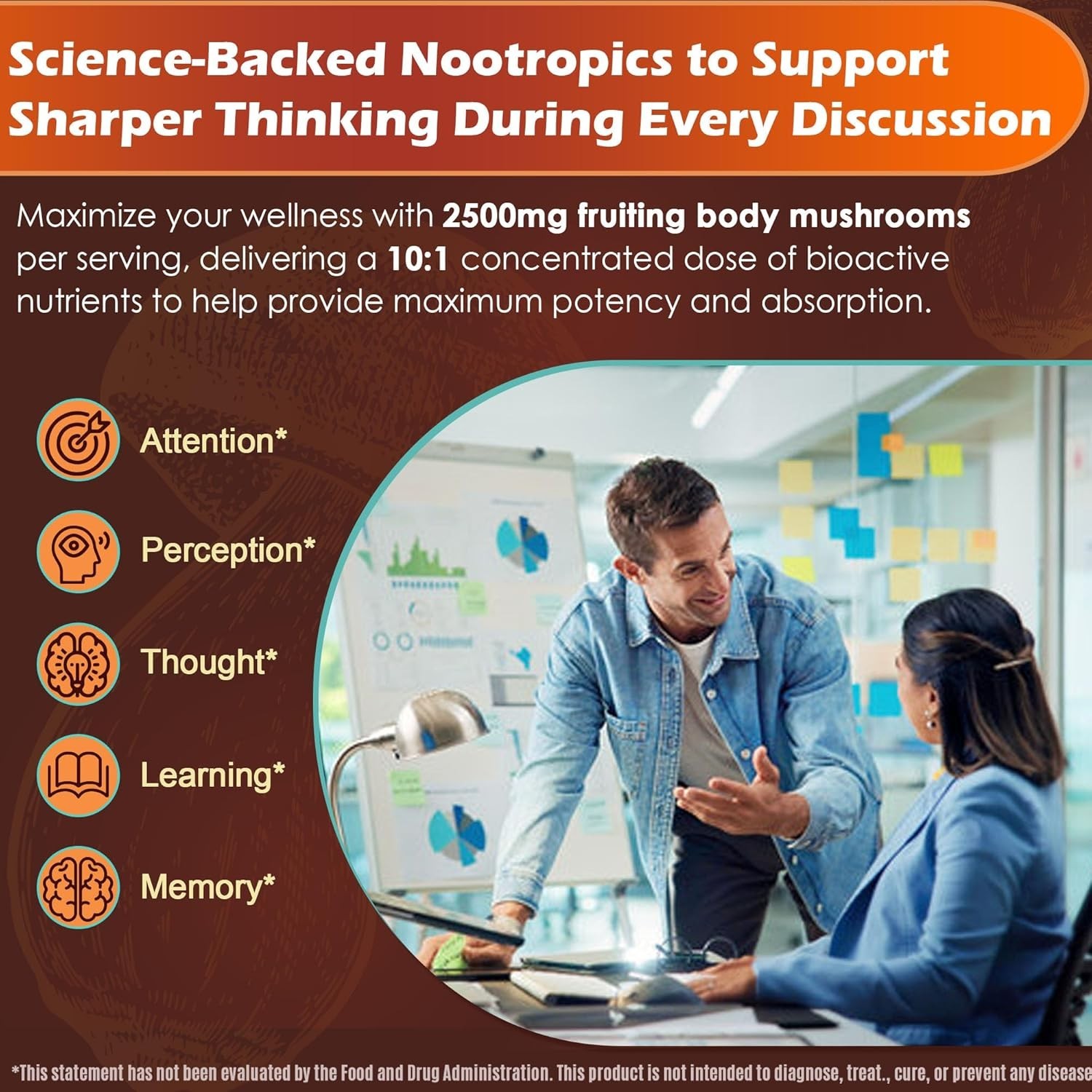 12-In-1 Mushroom Gummies w/ Lion’s Mane, Caffeine & L-Theanine, Nootropic Brain