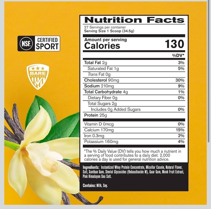 2x BARE PERFORMANCE NUTRITION BPN Whey Protein Powder – 27 Servings Vanilla 9/26
