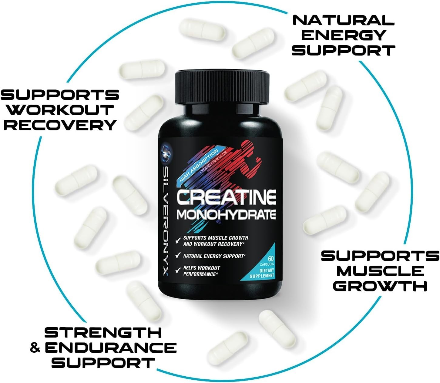 Fast-Absorbing Creatine Monohydrate 3000mg Capsules – Boost Strength & Power