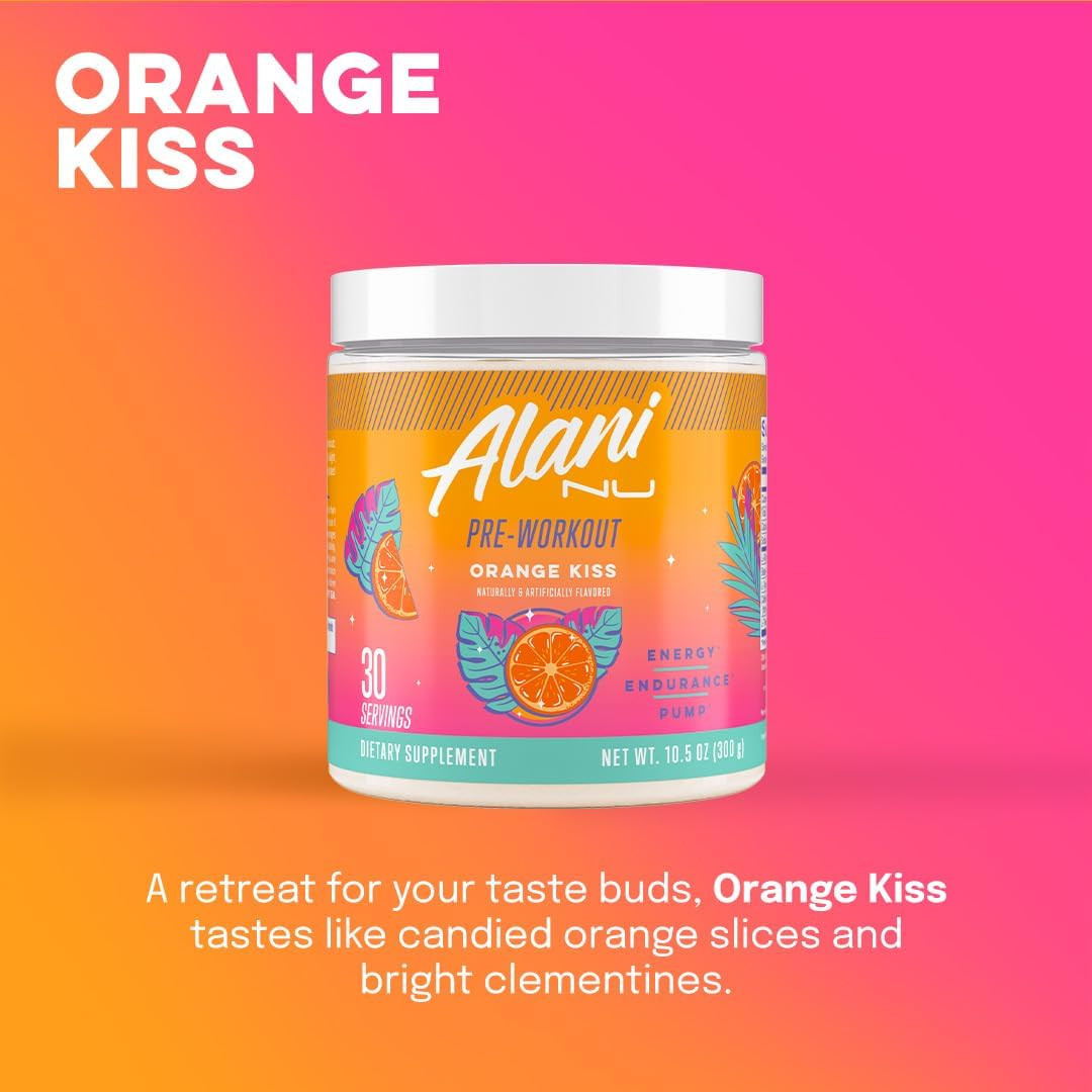 Pre Workout Powder Orange KISS, Amino Energy Boost, Endurance Supplement, Sug…