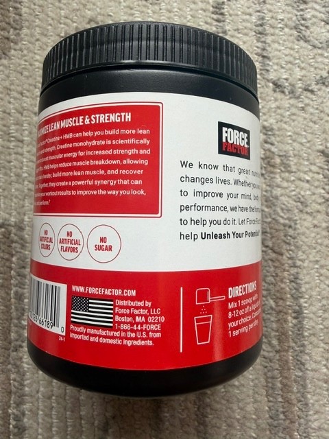 FORCE FACTOR Creatine HMB, 5g Creatine Monohydrate Powder, 3g myHMB NEW